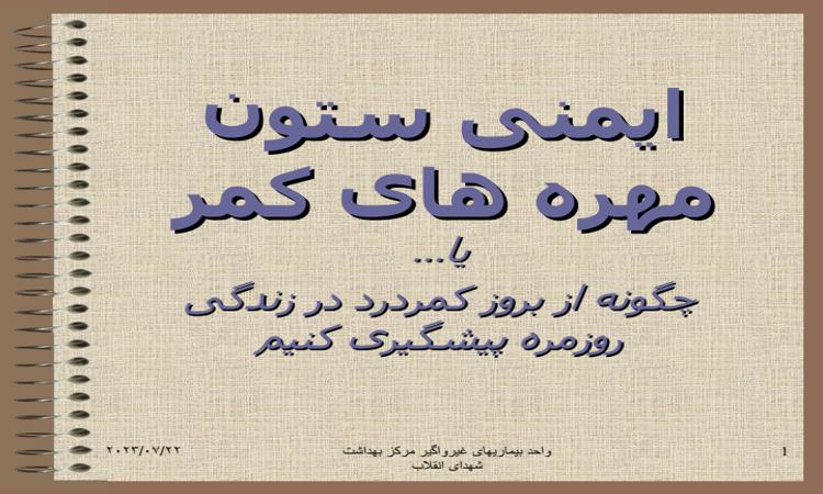 پاورپوینت ایمنی ستون مهره های کم