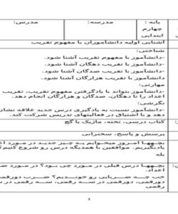 طرح درس ریاضی چهارم ابتدایی درس محاسبه تقریبی