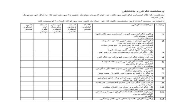 پرسشنامه-نگرانی-و-بلا-تکلیفی
